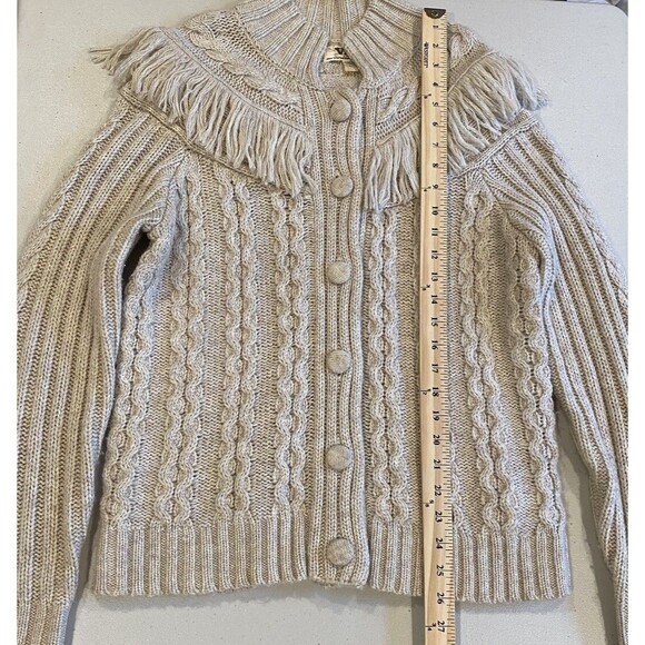 Cardigan Sweater Women Large Chunky Fringe Western Cowgirl Rodeo Granny Cottage - Picture 5 of 7